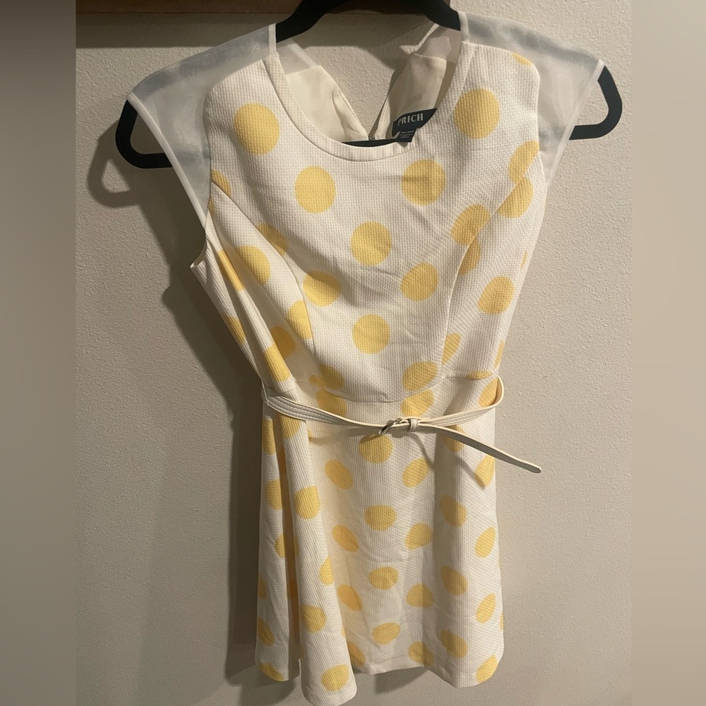 Prich Chic Yellow Polka Dot Mini Dress Size Small